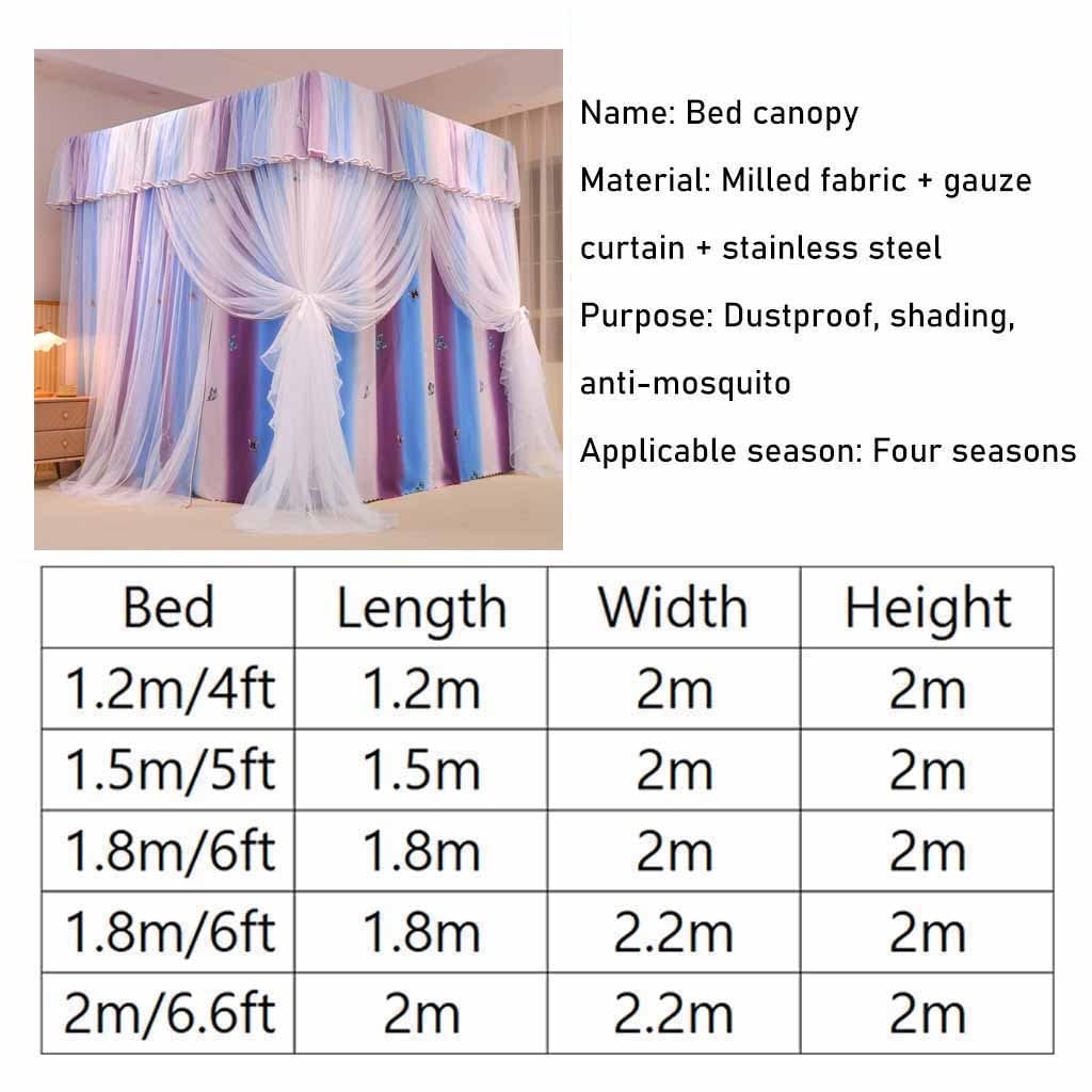 Moskitonetz für 1,5 m/5 Fuß Bett, Luxuriöser Betthimmel mit 4 Stangen, Dekorativer Bettvorhang für Jungen- und Mädchenschlafzimmer (Stil 3, 1,5 x 2 x 2 m)