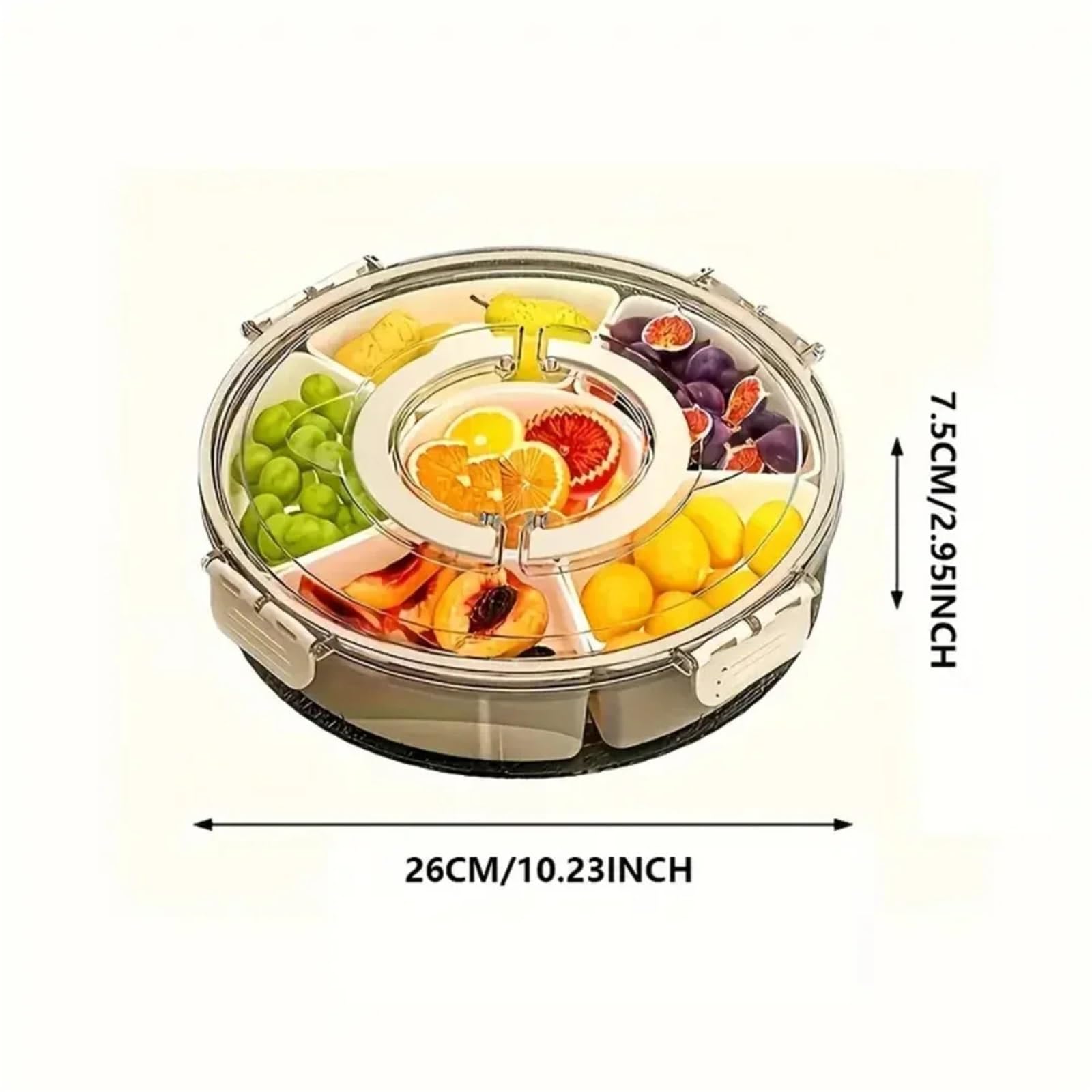 Geteiltes Serviertablett mit Deckel und Griff für Partys | Tragbare Snackbox for Obst, Snacks, Gemüse und Wurstwaren
