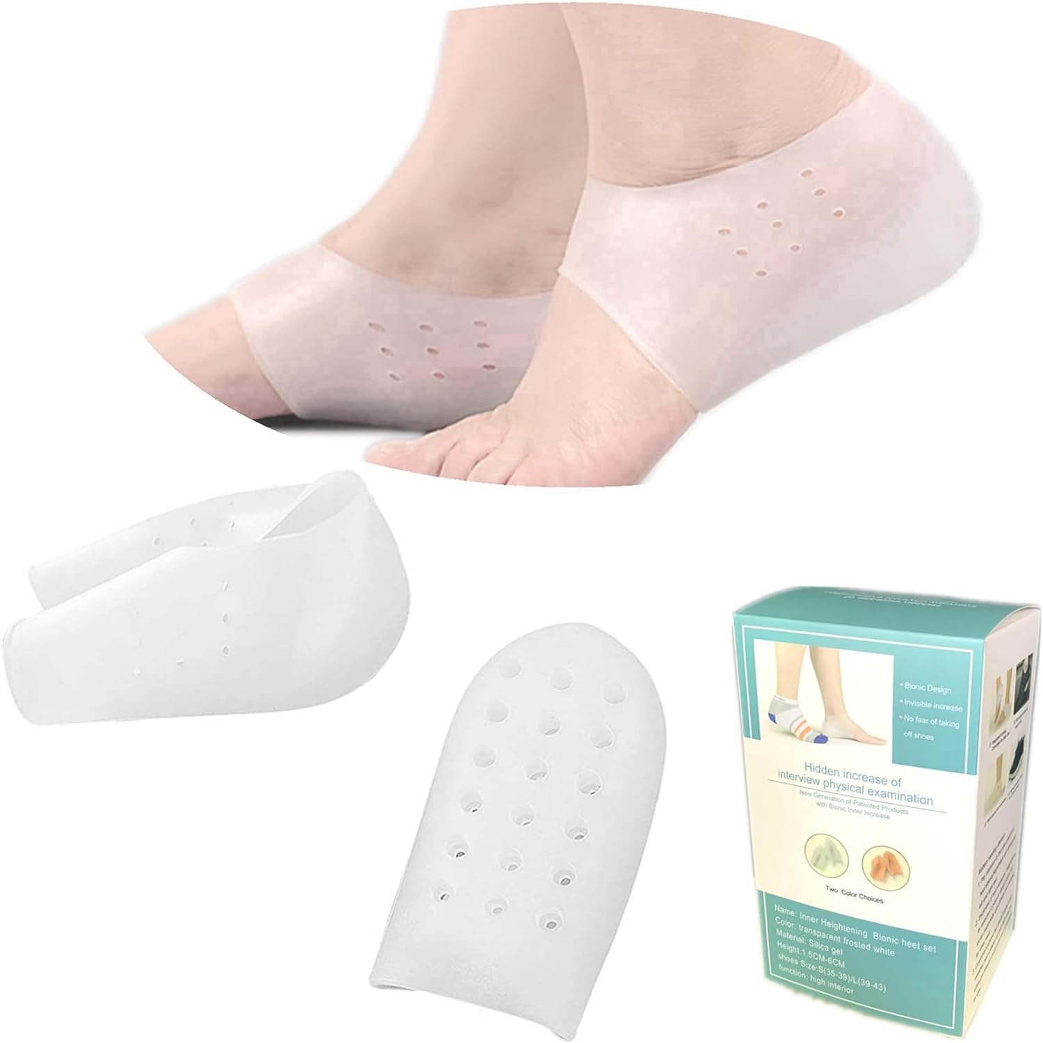 WallDecalsAndArt Concealed Footbed Enhancers Invisible Height Increase Soft Silicone Heel Insoles, Heel Lifting Comfortable Heel Cover For Women Men (Increase 4.5Cm, A-White With Holes) (B08GKK5176) Amazon Price History, Amazon Price Tracker
