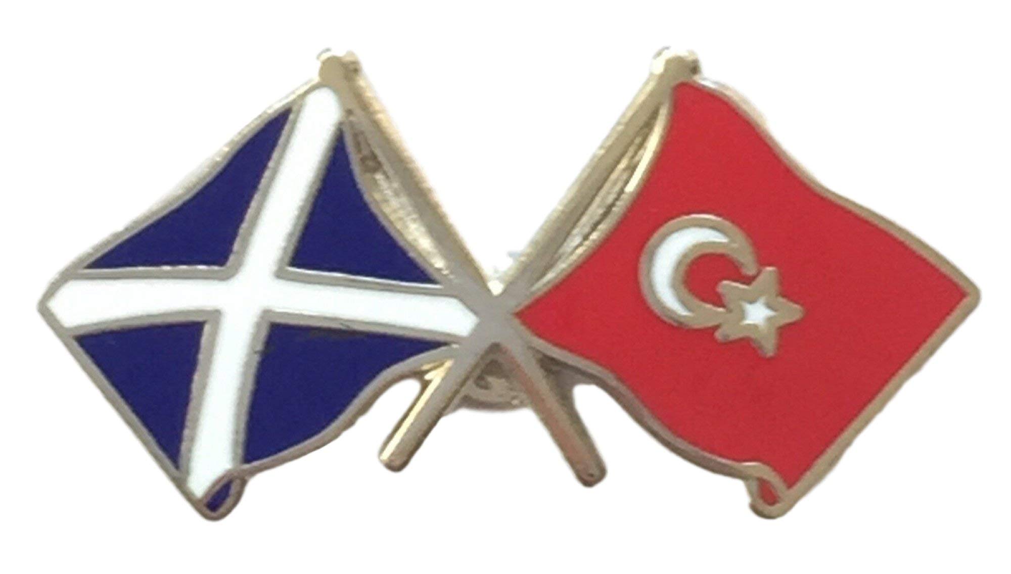 Scotland & Turkey Flags Friendship Courtesy Enamel Lapel Pin Badge T618