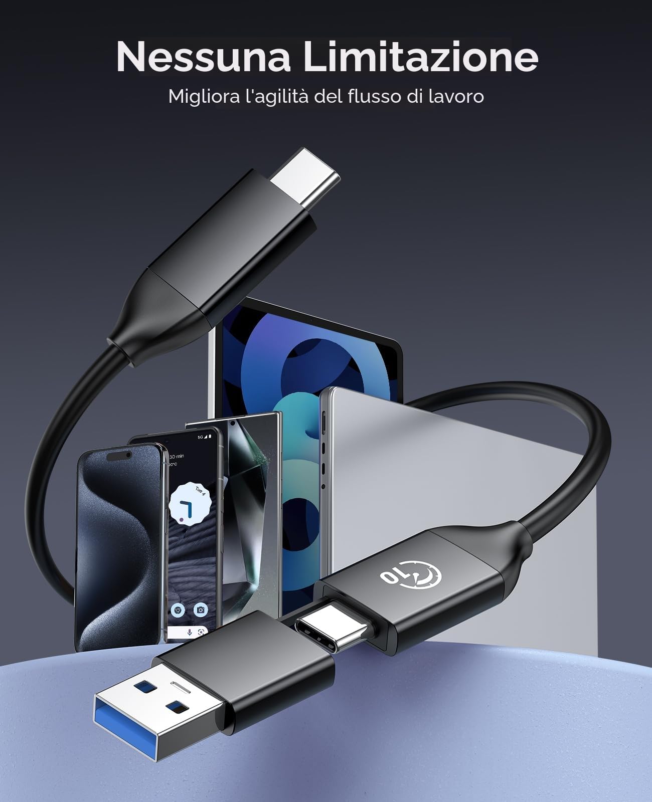 ORICO 1TB SSD esterno con cavo USB C 2 in 1, unità portatile a stato solido USB 3.2 Gen 1 fino a 460MB/s, archiviazione affidabile per smartphone USB-C, PC, tablet, Labtop - M25PRO