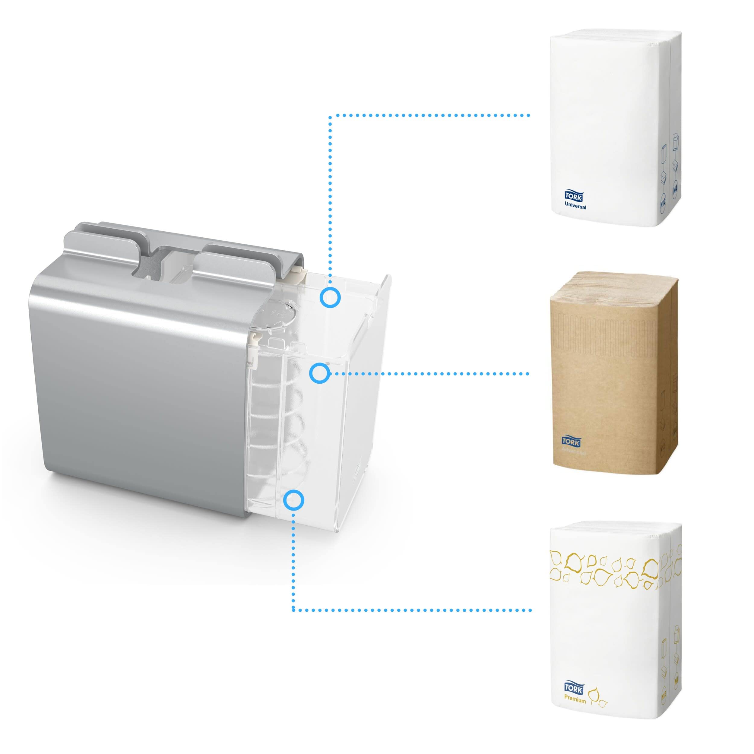 Tork Xpressnap 274002 Dispensador de servilletas, adecuado para restaurantes, Sistema N10, Color aluminio