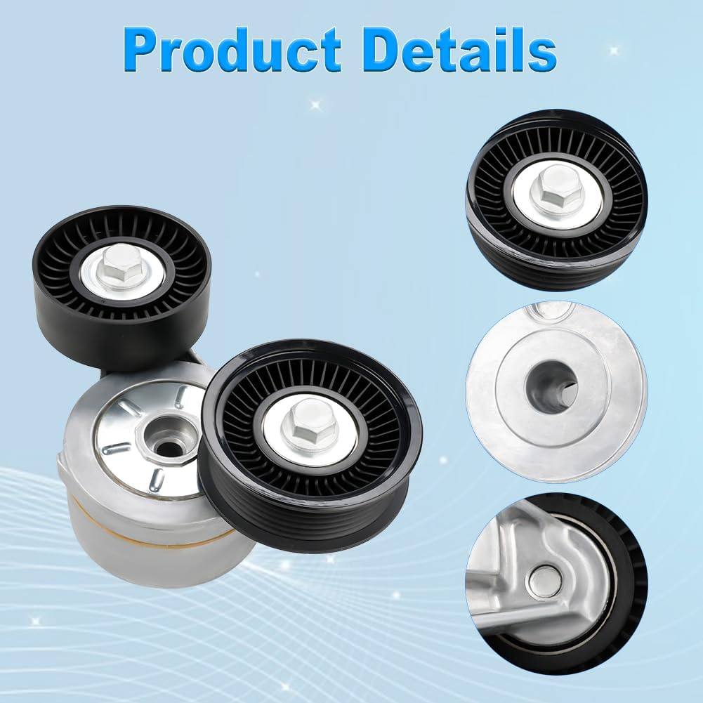 Belt Tensioner Assembly with Pulley Compatible with Dodge Dakota Durango Ram 1500 Jeep Commander Grand Cherokee Chrysler Aspen Mitsubishi Raider Replacement for 39120 53030958AC