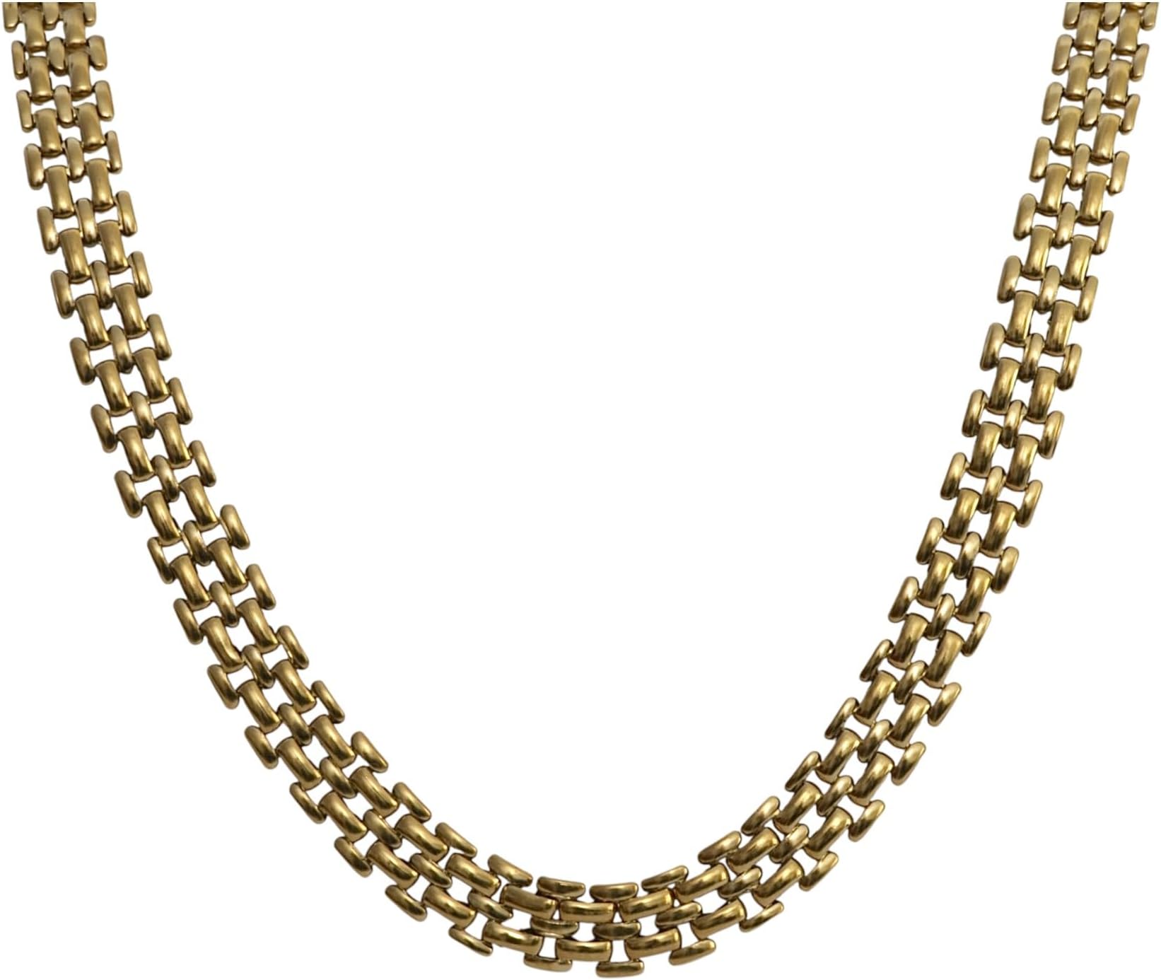 18Kゴールドメッキパンサーメッシュチェーンネックレス&ブレスレット、メンズ&レディース用、厚さ9mm、14インチ、16インチネックレスまたは6インチ7インチブレスレット+2インチエクステンダー、変色防止PVDステンレススチール調節可能ジュエリーギフト(ネックレス、幅9mm、長さ14インチ)。