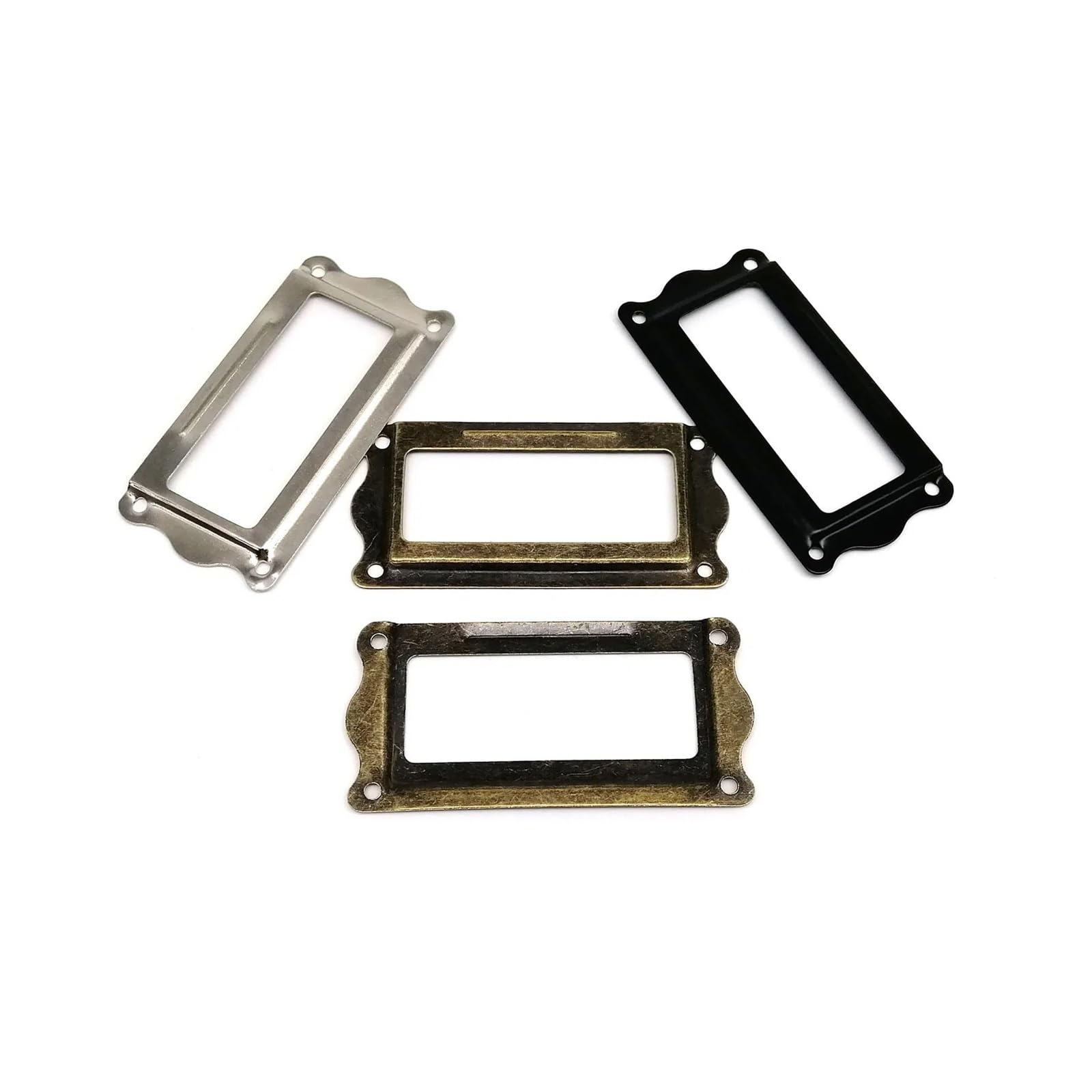 Cidegoo Black 100Pcs Metal Drawer Label Holders For Cabinet File Card Frames, Antique Brass