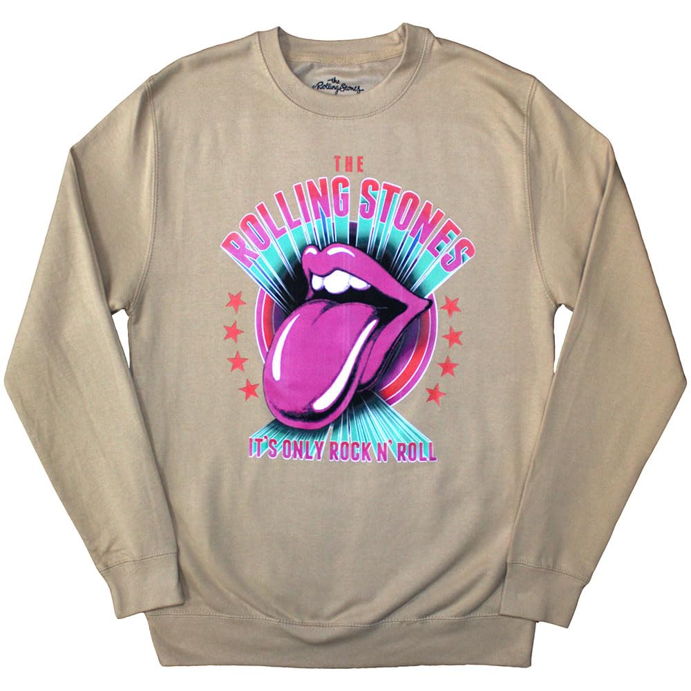 Rock Off Officially Licensed Products Men's Sand The Rolling Stones Its Only Rock N Roll Oversized Sweatshirt S