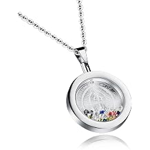 Stainless Steel Rhinestone Our Lady of Guadalupe Virgin Mary Round Pendant Necklace for Women