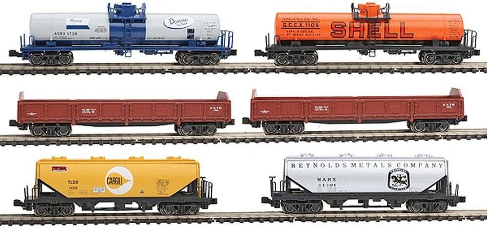 N Mixed Freight Train Set - 6 Car Assortment