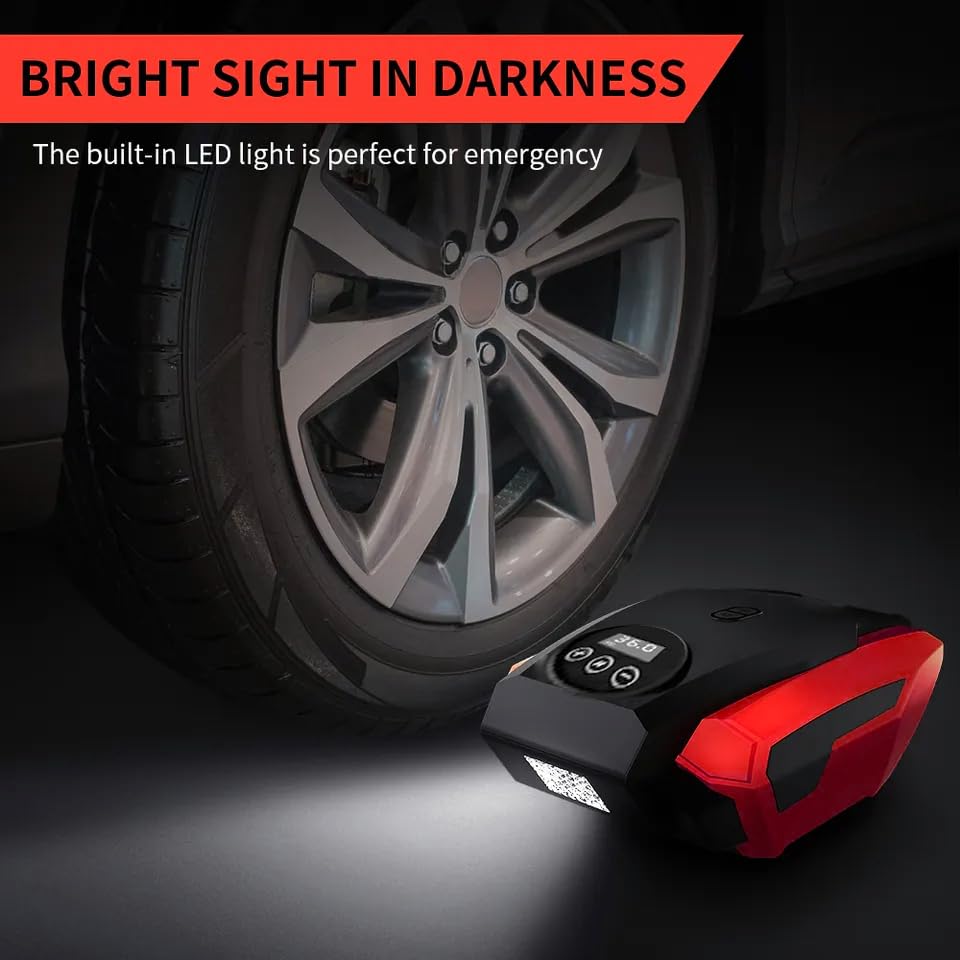 Image of Mrsdry 150psi Air Tyre Inflator for Car and Bike Pump Auto Stop (RED)