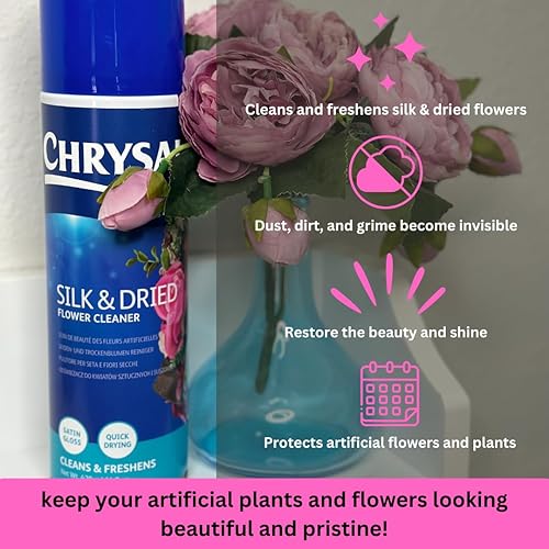 Miniatura 2 de Chrysal Spray limpiador de seda y flores secas (14.8 onzas), suministros florales para plantas artificiales, suministros para arreglos florales,