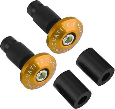 Handlebar Bar End Plugs, 22mm 7/8inch Motorcycle Handlebar Plug Caps, Aluminum Bar End Grips Caps for Racing, ATV, Offroad, Most Bicycle, Mountain Bike, Road Bike, MTBGold