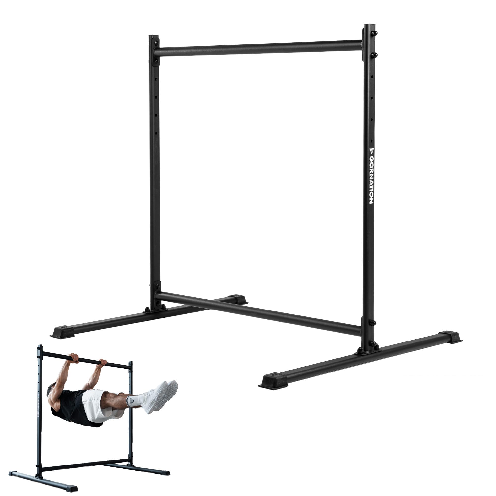 GORNATION Barra Statica, Front Lever Bar con Piedini Antiscivolo, Impugnatura Verniciata a Polvere, Altezza Regolabile e Facile da Montare, Calisthenics & Fitness, Palestra a Casa & Outdoor Workouts