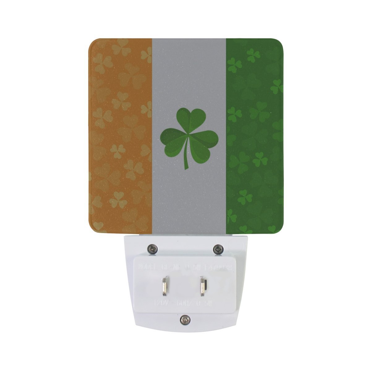 Naanle Set of 2 Irish Flag with Shamrock Clover St. Patrick's Day Auto Sensor LED Dusk to Dawn Night Light Plug in Indoor for Adults