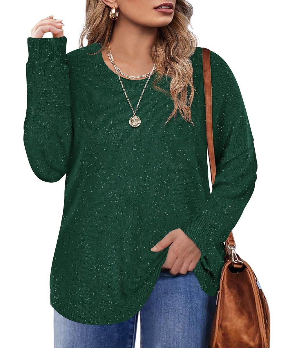 RITERA Plus Size Tops for Women Long Sleeve Sparkly Sweaters Knit Pullovers Crewneck Jumper Tops Tunic Shirts XL-5XL