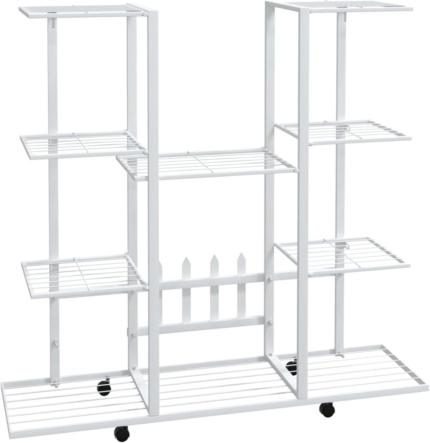 Flower Rack with Wheels, Plant Stand, Plant Stand, Flower Stand, Indoor Flowerpot, 94.5 x 24.5 x 91.5 cm, Iron White