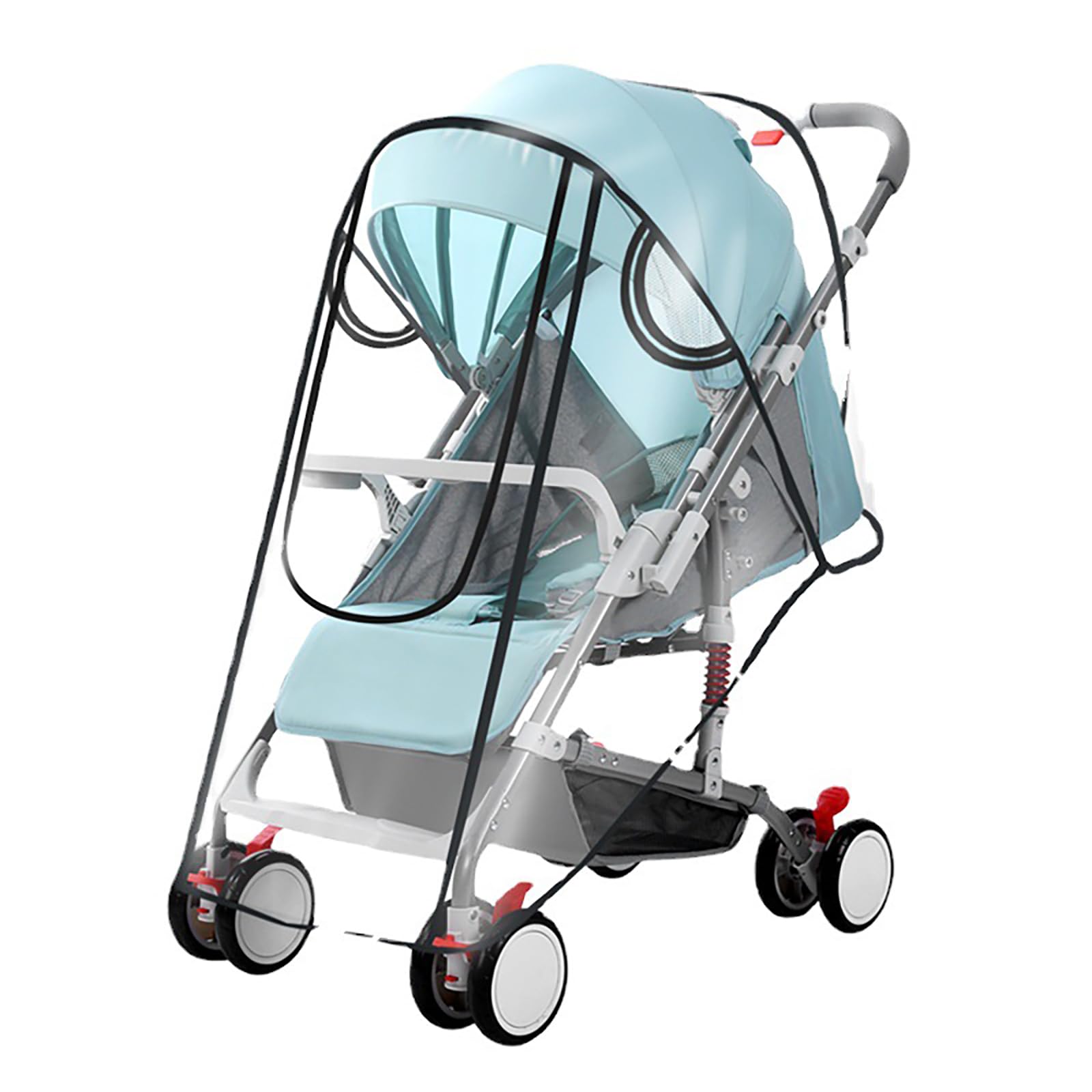 Stroller Rain Cover,Universal Baby Stroller Rain Cover Weather Shield,Clear Stroller Cover Cover,Stroller Breathable Weather Shield for Travel,Windproof,Protect from Sun Dust Snow (Black, S)