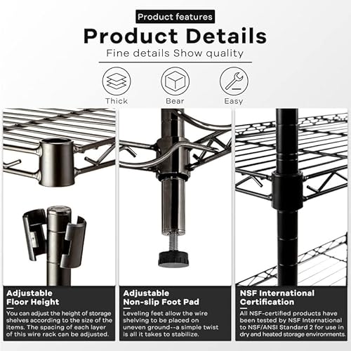 4-Tier Shelf Adjustable, Heavy Duty Storage Shelving Unit (250 Lbs Loading Capacity Per Shelf) Metal Shelves Steel Organizer Wire Rack Shelf For Pantry Garage Kitchen #TOP1