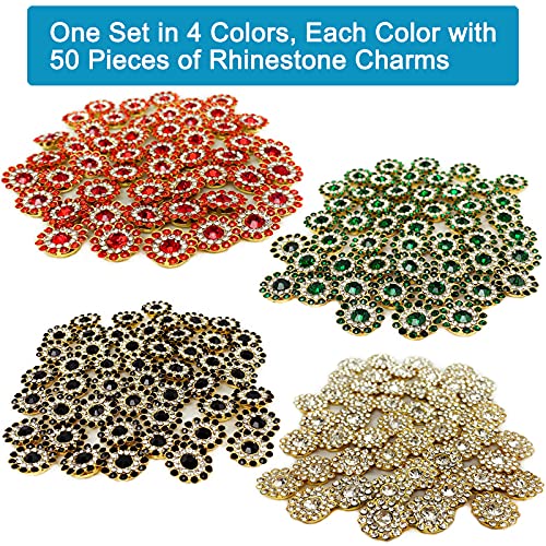 200Pcs Sunflower Sew On Rhinestone 14Mm Crystal Glass Buttons Charms In 4 Colors For Diy Jewelry, Clothes, Costume, Shoes Decoration, Belt, Dress And Crafts #TOP2