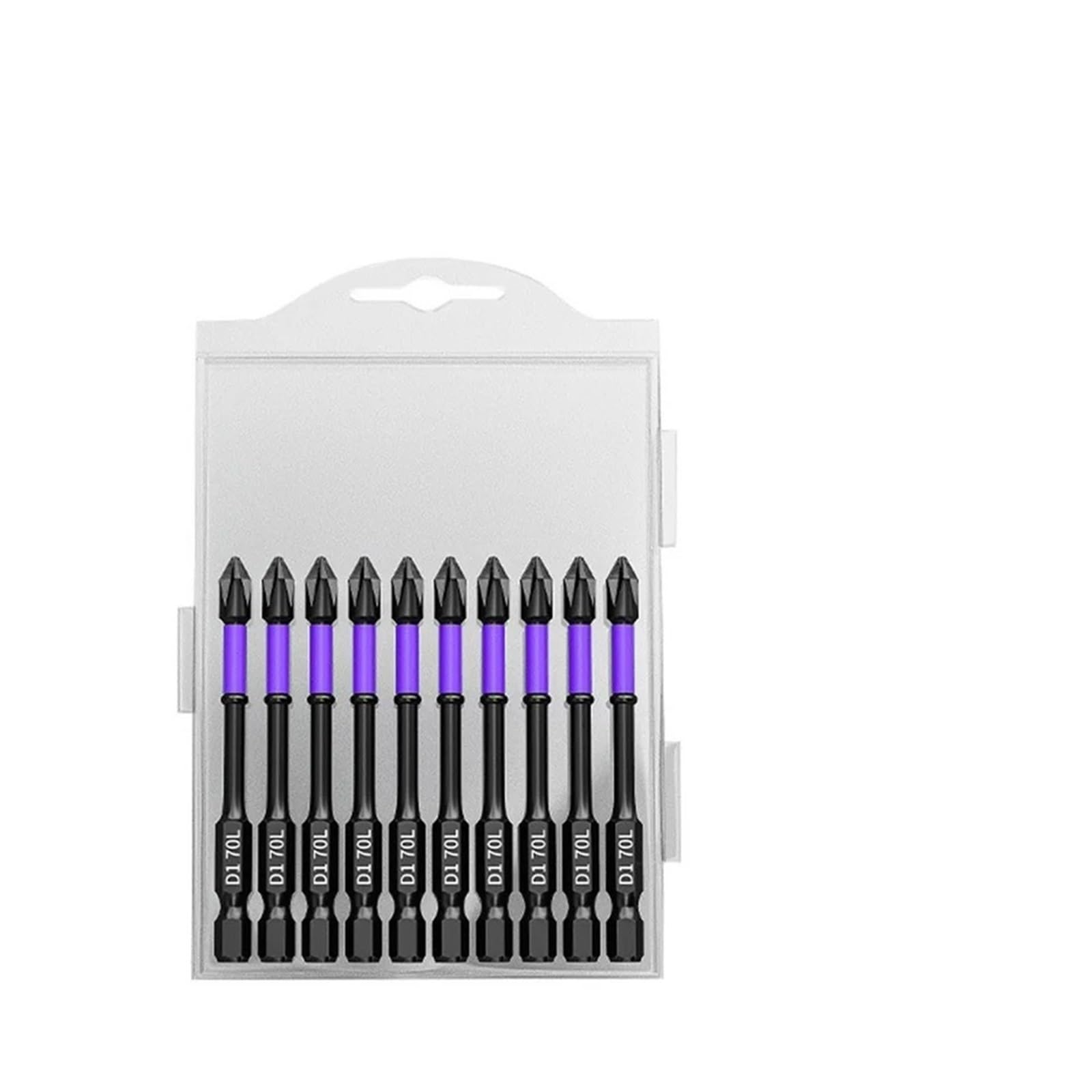 Eretyret One Color Non-Slip Impact Batch Head Strong Magnetic Cross High Torque Hardness Screw Waterproof Ph2 Screwdriver Bits Set Easy To Carry(10Pcs 70Mm)