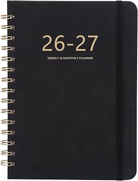 Academic Planner 2026-2027, Weekly and Monthly Calendar Planner, July 2026 - June 2027, 6.4 x 8.5, Faux Leather Cover Yearly Teacher Student Planning Agenda Book with Tabs, Pocket, Notes((Black)