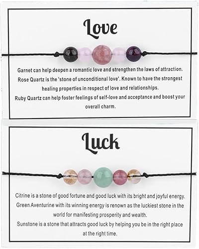 Miniatura 2 de COLORFUL BLING 2 pulseras de cuentas de cristal curativo para mujer pulseras de amatista de 7 chakras protección espiritual de deseos ansiedad