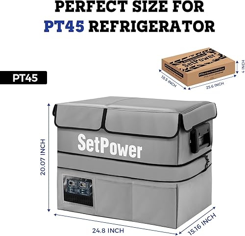 Miniatura 7 de Setpower PT45 - Refrigerador eléctrico para automóvil con cubierta, refrigerador portátil de doble zona de 45 litros, refrigerador portátil para