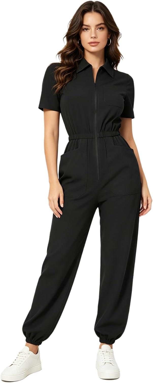 YiZYiF Women Mechanic Jumpsuit One-piece Overalls Full Body Paint Suit Medical Nursing Uniform One Piece Rompers