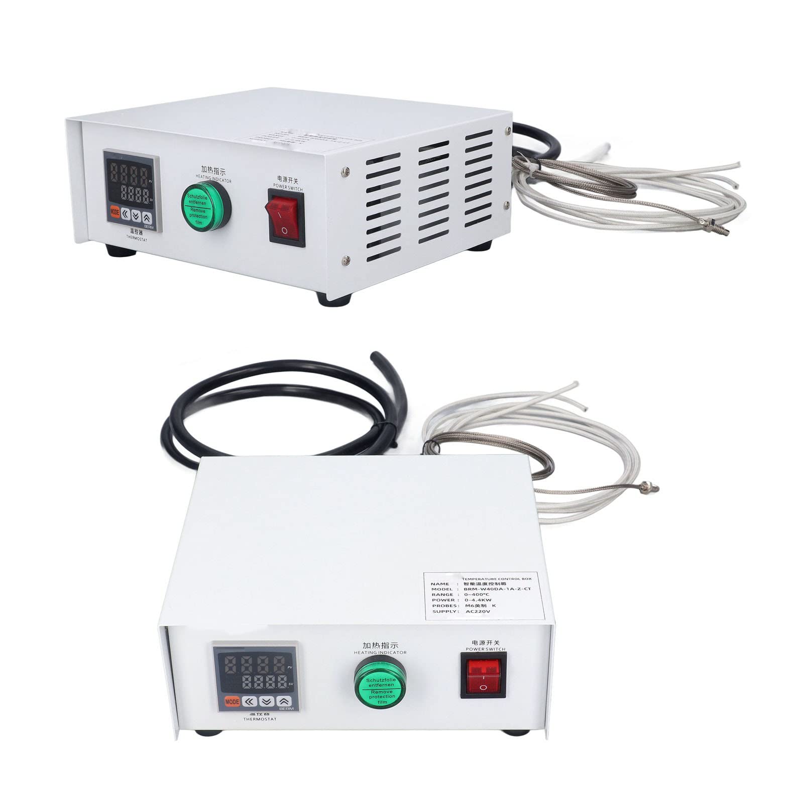 AMONIDA Regulador de Temperatura de Alta Precisión para Plataformas y Moldes de Calefacción, Caja de Control de Termostato PID de 0-400 ℃ (1 metro)