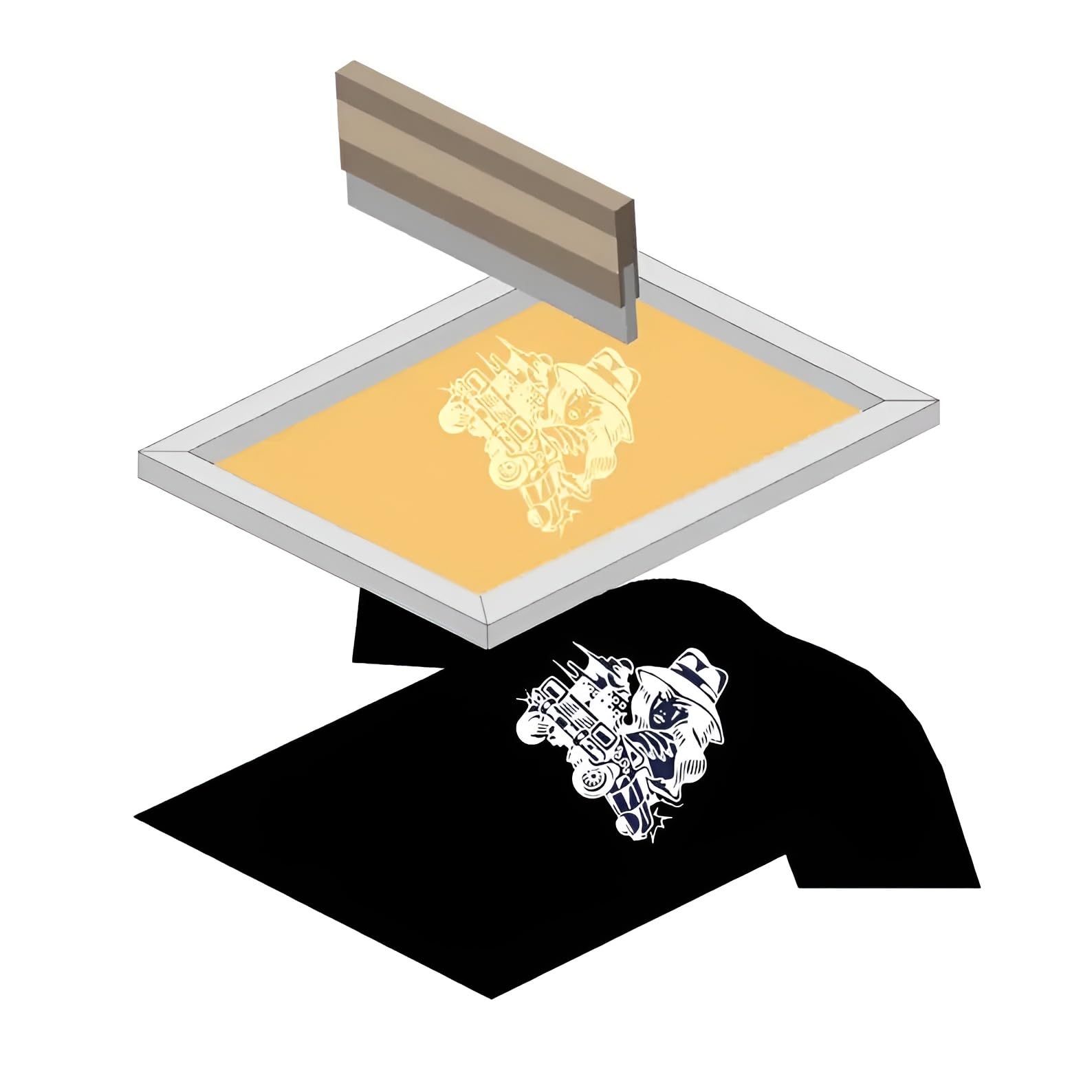 Customizable Silkscreen Stencils with Wooden Frame, Personalized Reusable Silkscreen for Polymer Clay, Fabric, Wood, Leather, Crafting Tool with Ink and Squeegee, Preburned Silk Screen Printing Frames