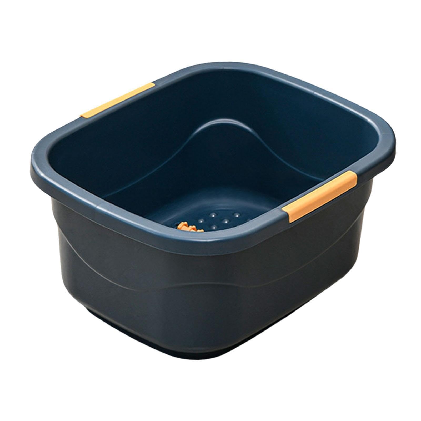 Bañera de pies para remojar los pies, cubo ligero y resistente, ideal para pedicura y relajación en el hogar, spa, pedicura y relajación, azul oscuro
