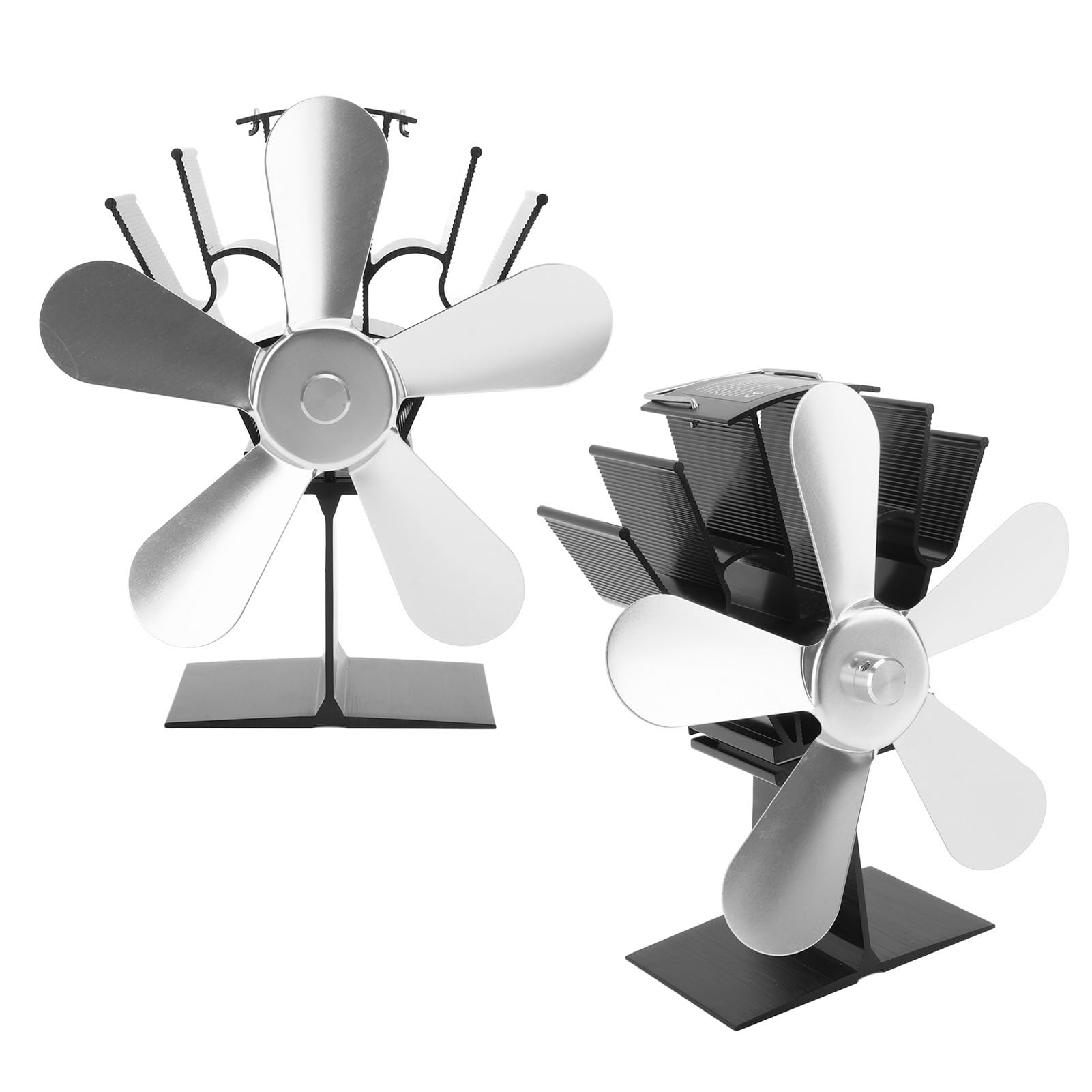 Fafeicy Ventilatore Termico 5 Pale per Stufa a Legna, Silenzioso, Ecologico, Senza Elettricità, per Camini e Stufe a Legna (SILVER)