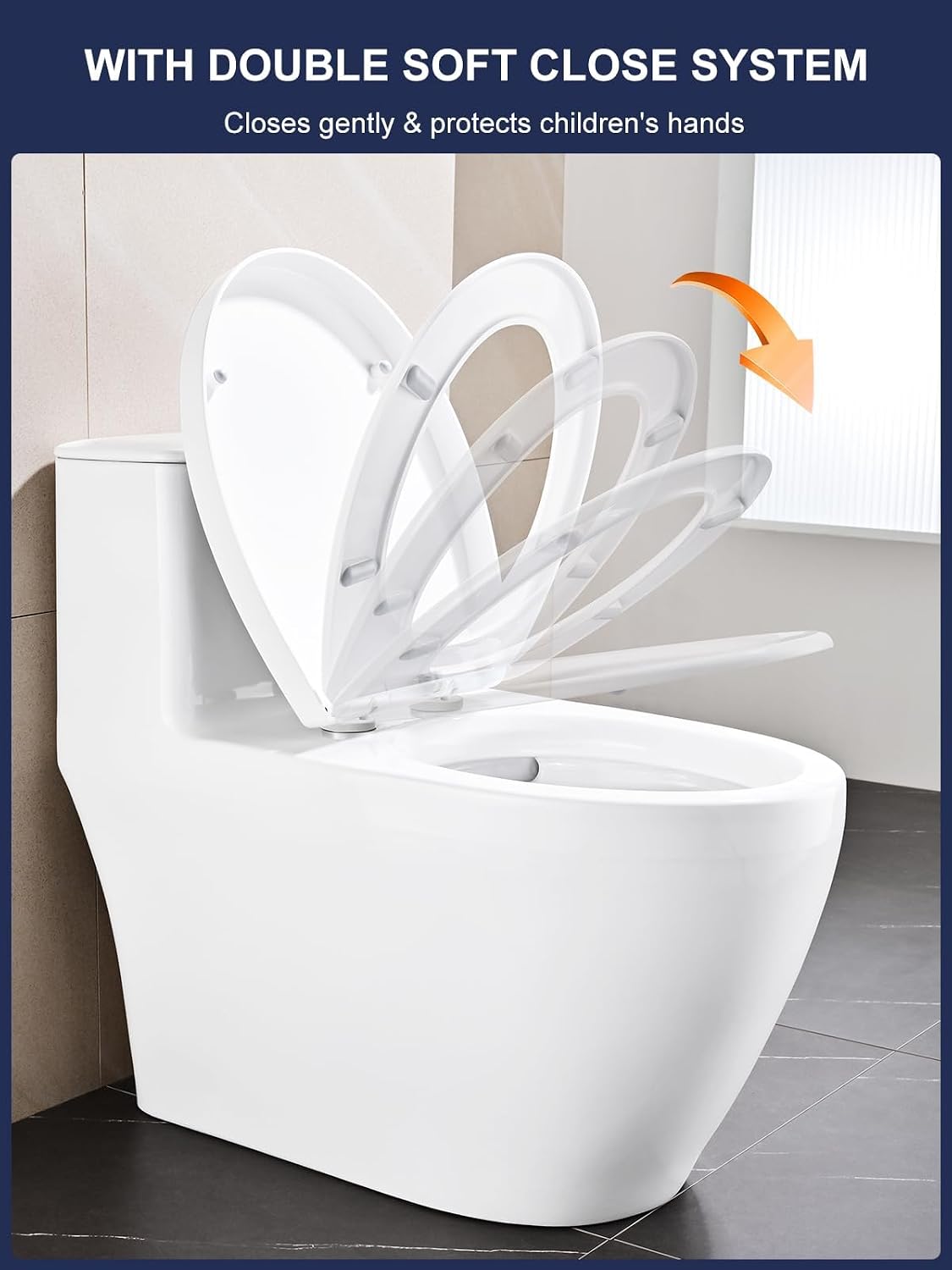 Toilet Lid with Soft-Close O-Shape - Toilet Seat Made of High-Quality PP with Quick Release, Toilet Seat UV-Resistant, Quiet, Easy to Clean & Stable, White, 44.6 x 37.2 cm