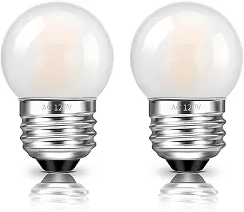 G40 1.5W Low Wattage LED Bulb 15 Watt Equivalent, E26 Base Low Power Small Light Bulbs Warm White 2700K Mini Globe Light Bulbs for Bedroom Night Light, Bedside Table Lamp, Ceiling Fan, 2 Pack