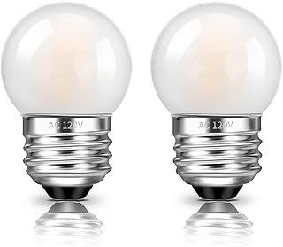 G40 1.5W Low Wattage LED Bulb 15 Watt Equivalent, E26 Base Low Power Small Light Bulbs Warm White 2700K Mini Globe Light Bulbs for Bedroom Night Light, Bedside Table Lamp, Ceiling Fan, 2 PACK