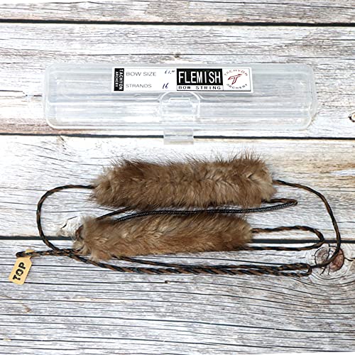 Tachyon Archery Flemish Bowstring Pre-Attached 1 Pair Beaver Fur Bow String Silencer 16 Strands D97 Bow Strings For Recurve Bow And Long Bow (Beaverfur, Amo60) #TOP4