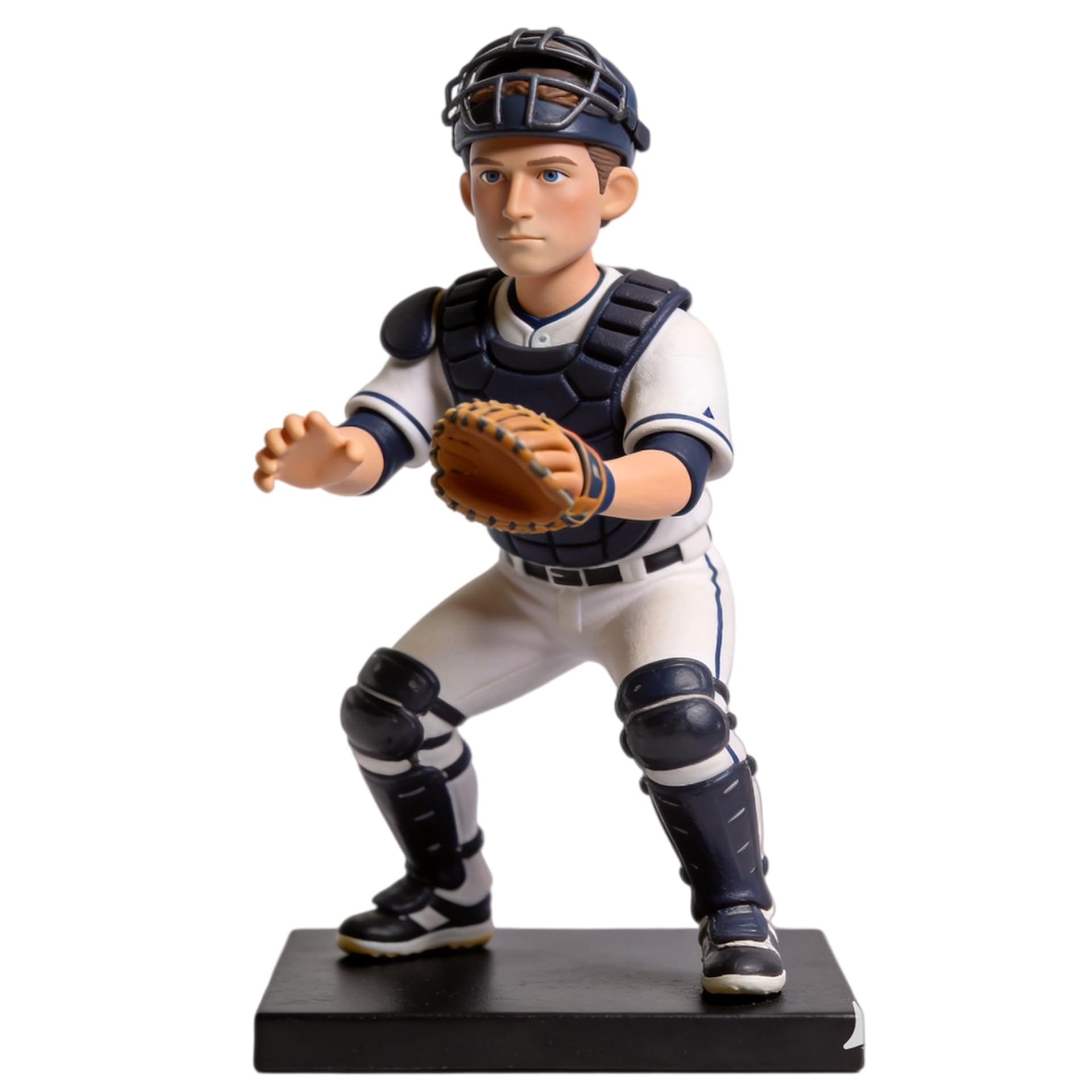 Figura 3D personalizada de la foto, estatua de cuerpo completo hecha a mano de arcilla polimérica con equipo de receptor, regalo para fanáticos del béisbol, cumpleaños, jubilación, escritorio