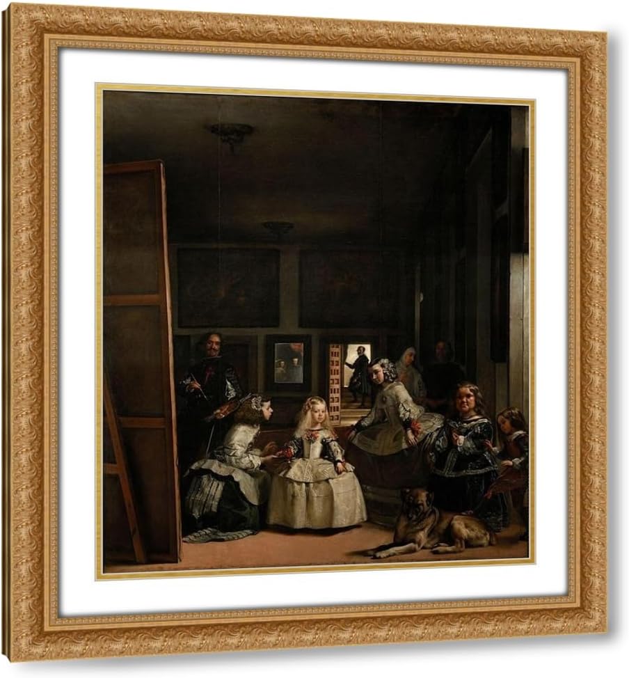 Valazquez, Diego 20x22 Gold Ornate Framed Canvas Art Print Titled: Las Meninas