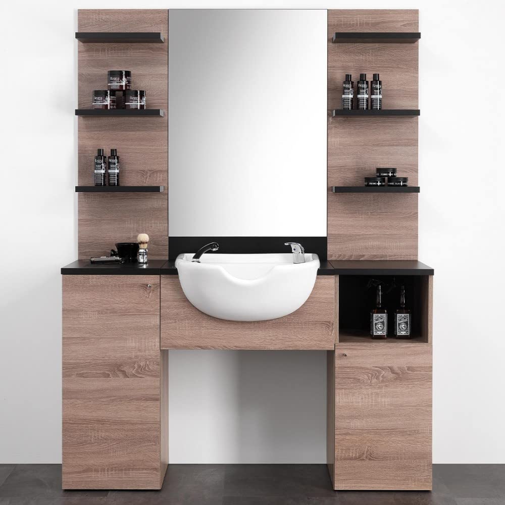 Arredamento Barber Shop con Postazione per Shampoo e Poltrona