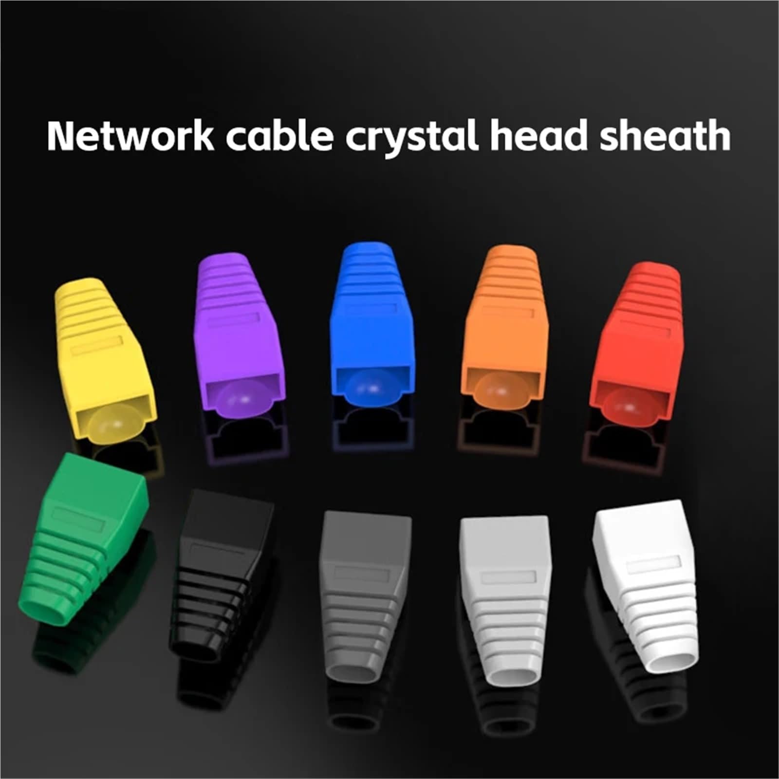 Osłony wtyczek kablowych RJ 45, 300 szt., osłona wtyczki złącza sieciowego Ethernet CAT5E CAT6 RJ45, odciążająca, kryształowa głowica ochronna