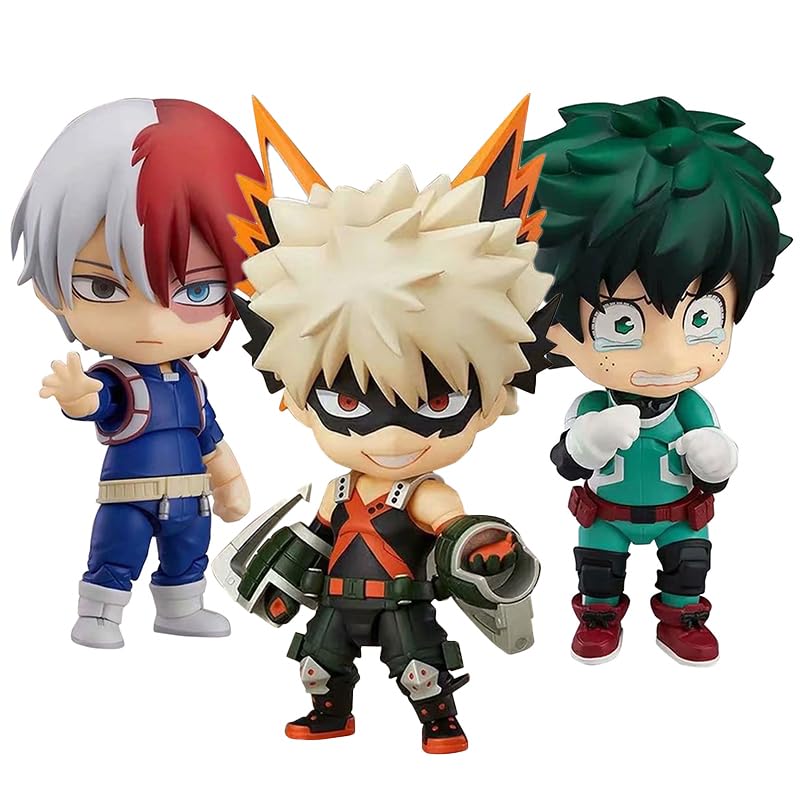 Zhongkaihua 3Pcs MHA Figure Midoriya Izuku & Bakugou Katsuki & Todoroki Shouto Figure Anime Action Figure, 3.93 inchï¼ŒPvc Figurine Home Ornament Christmas Decoration Birthdays Gift