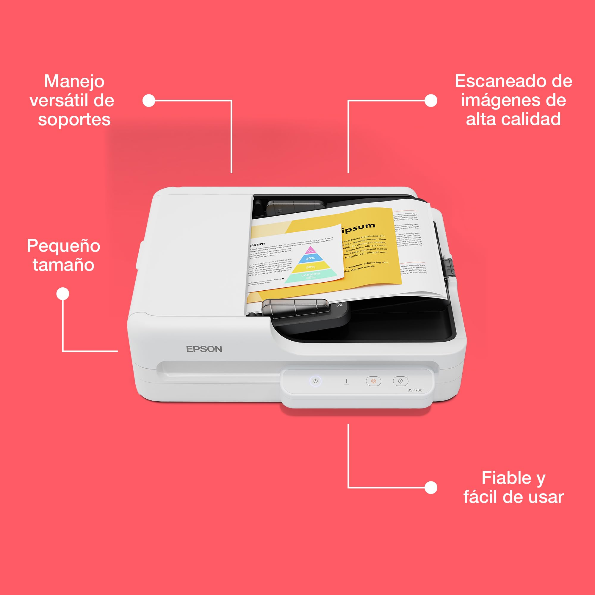 EPSON Workforce DS-1730: Escáner Plano A4, Rico en Funciones y Precio competitivo: la solución empresarial Ideal Que combina un Rendimiento Notable y un Precio asequible