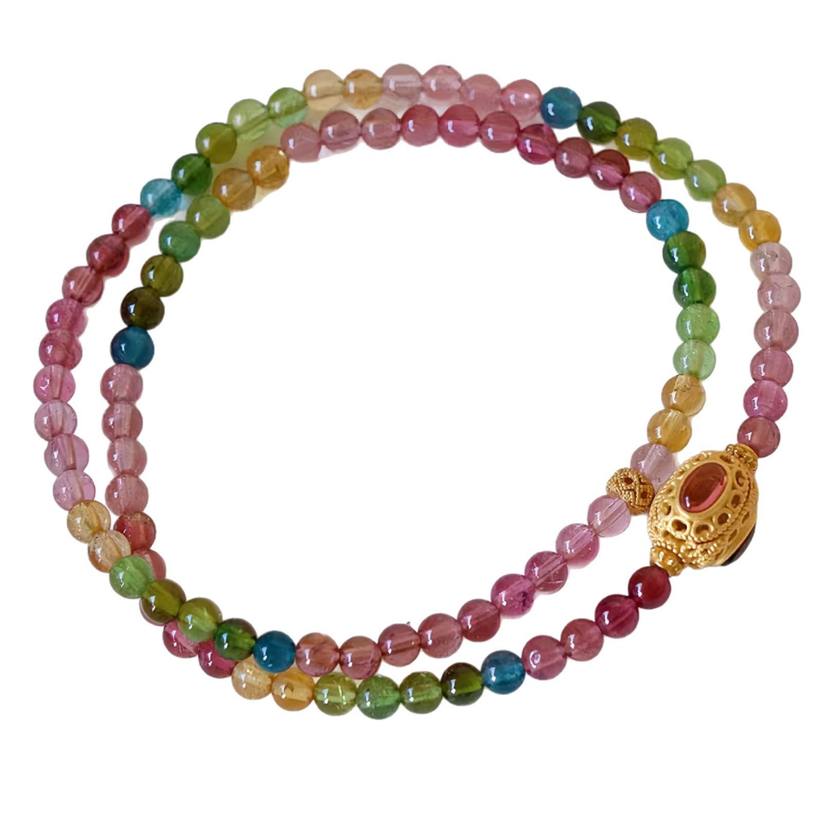 Semplici Braccialetti con Perline di Cristalli Colorati per Donna, Bracciale con Pietre preziose Naturali a Doppio Strato, Gioielli alla Moda Fatti a Mano per Regali di Compleanno