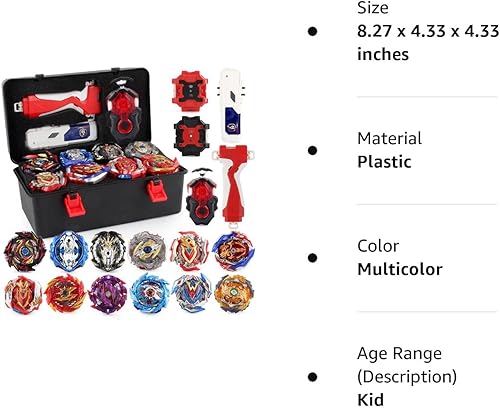 Miniatura 8 de Jimi Bey - Juego de combate que gira 10 piezas superiores que giran y 3 lanzadores con caja de almacenamiento portátil regalo para niños de 6 años o