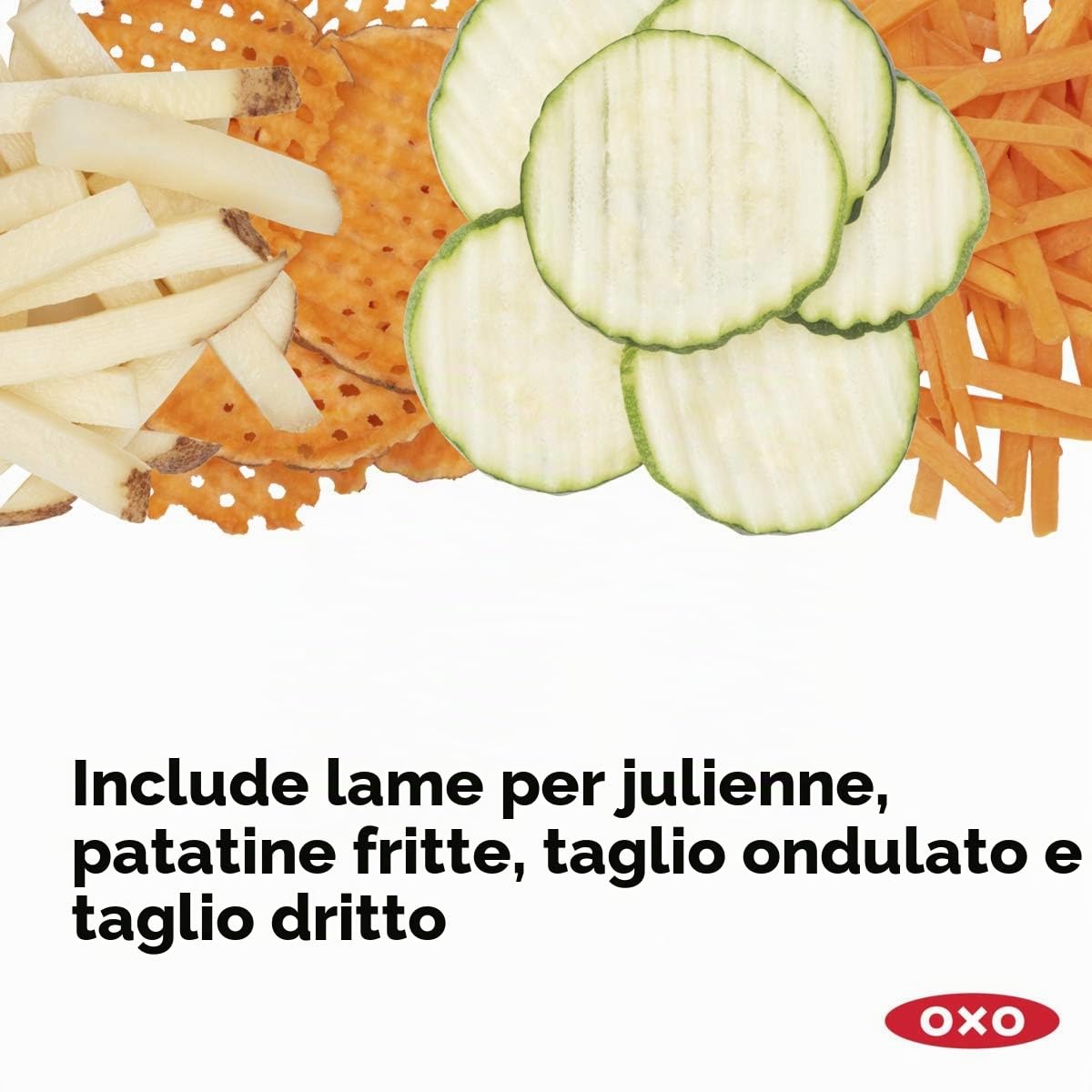 OXO Good Grips - Affettatrice professionale per frutta e verdura 2.0 con lame giapponesi in acciaio inox, colore: grigio
