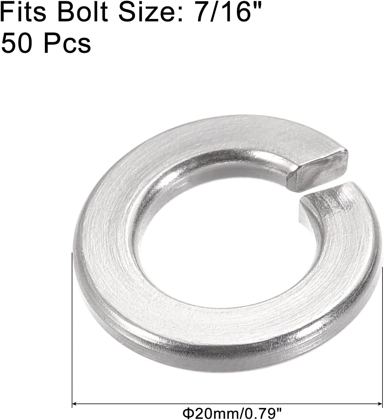 Finish Countersunk Washer, Parts Washer,Hardware Nuts,Washers,Split Lock Washer, 1/4-Inch 304 Stainless Steel Spring Lock Washer 50pcs(7/16 Inch)