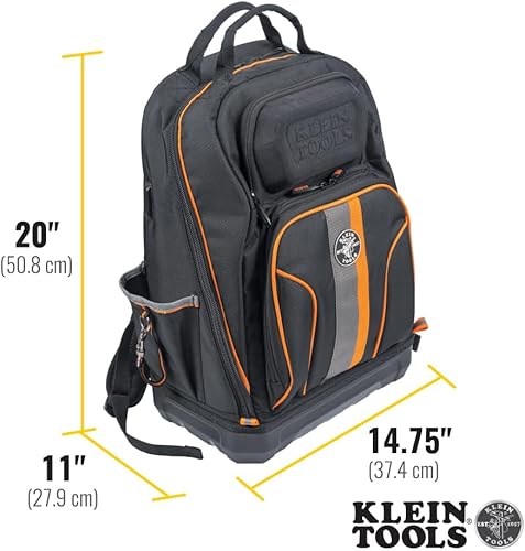 Miniatura 4 de Klein Tools 62800BP Mochila Bolsa de herramientas, Tradesman Pro Mochila extragrande de 40 bolsillos para electricista con parte inferior moldeada,