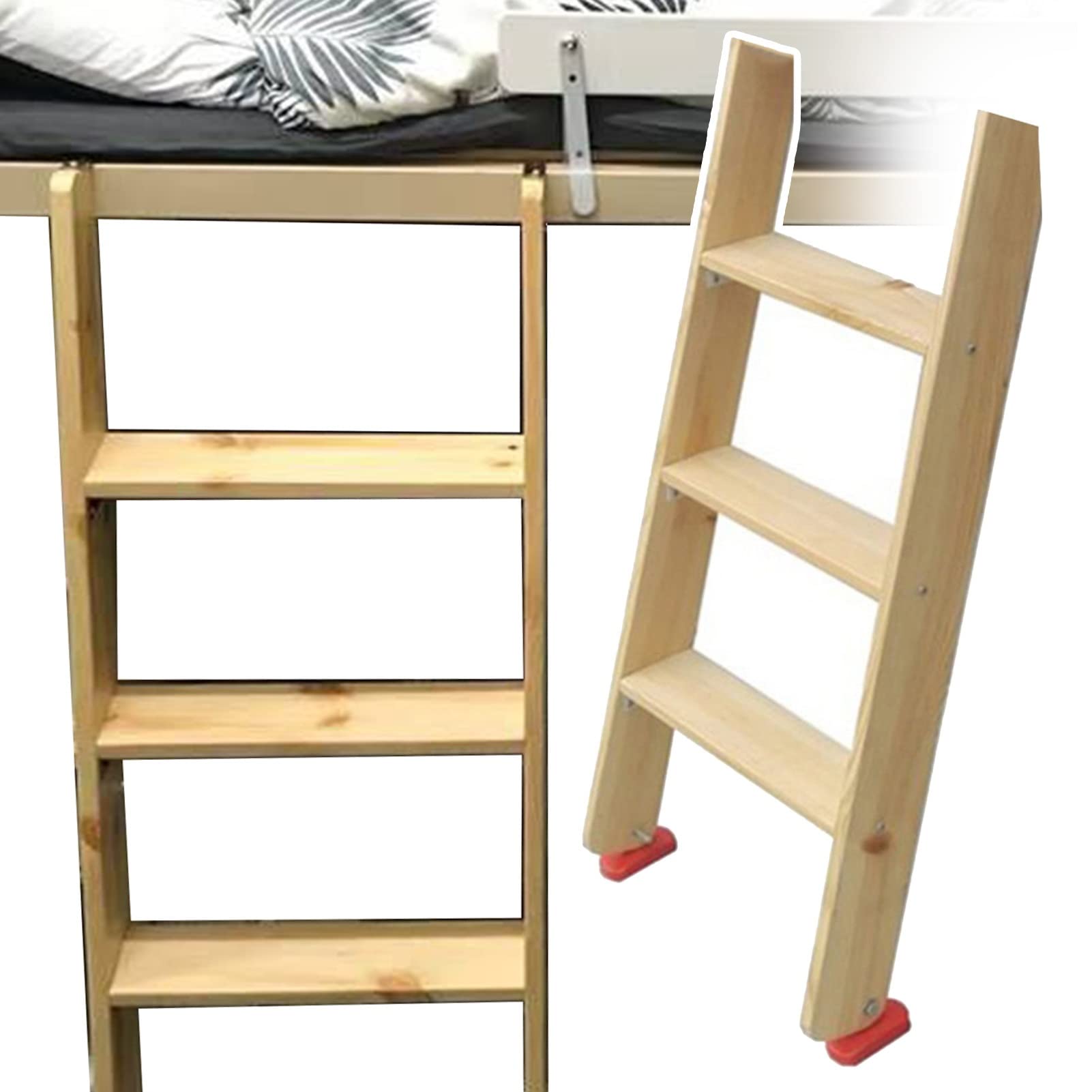 Escalera para litera de interior con 5 escalones de madera estilo rústico 150 cm