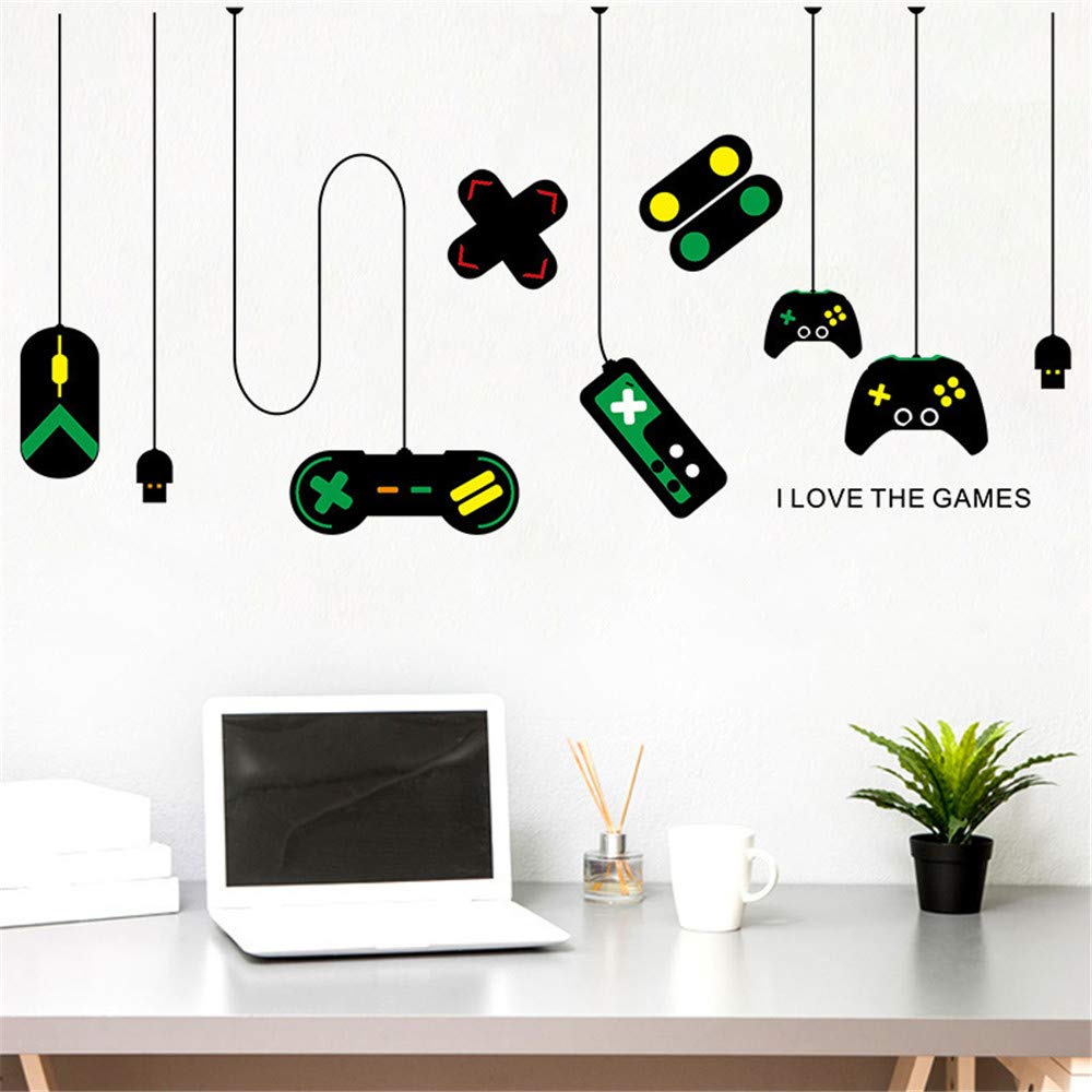 Naklejki ścienne na kontroler gier, 2 sztuki "Gamer Eat Sleep Game", "zrób to sam" naklejka na ścianę do pokoju męskiego i pokoju zabaw, odklejana, spersonalizowana dekoracja do gier (4)