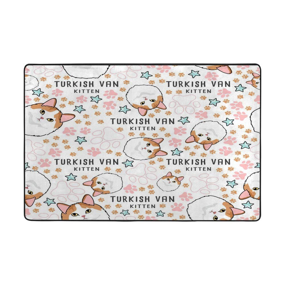 Tapis en velours corail chat et empreintes lavable pour salon