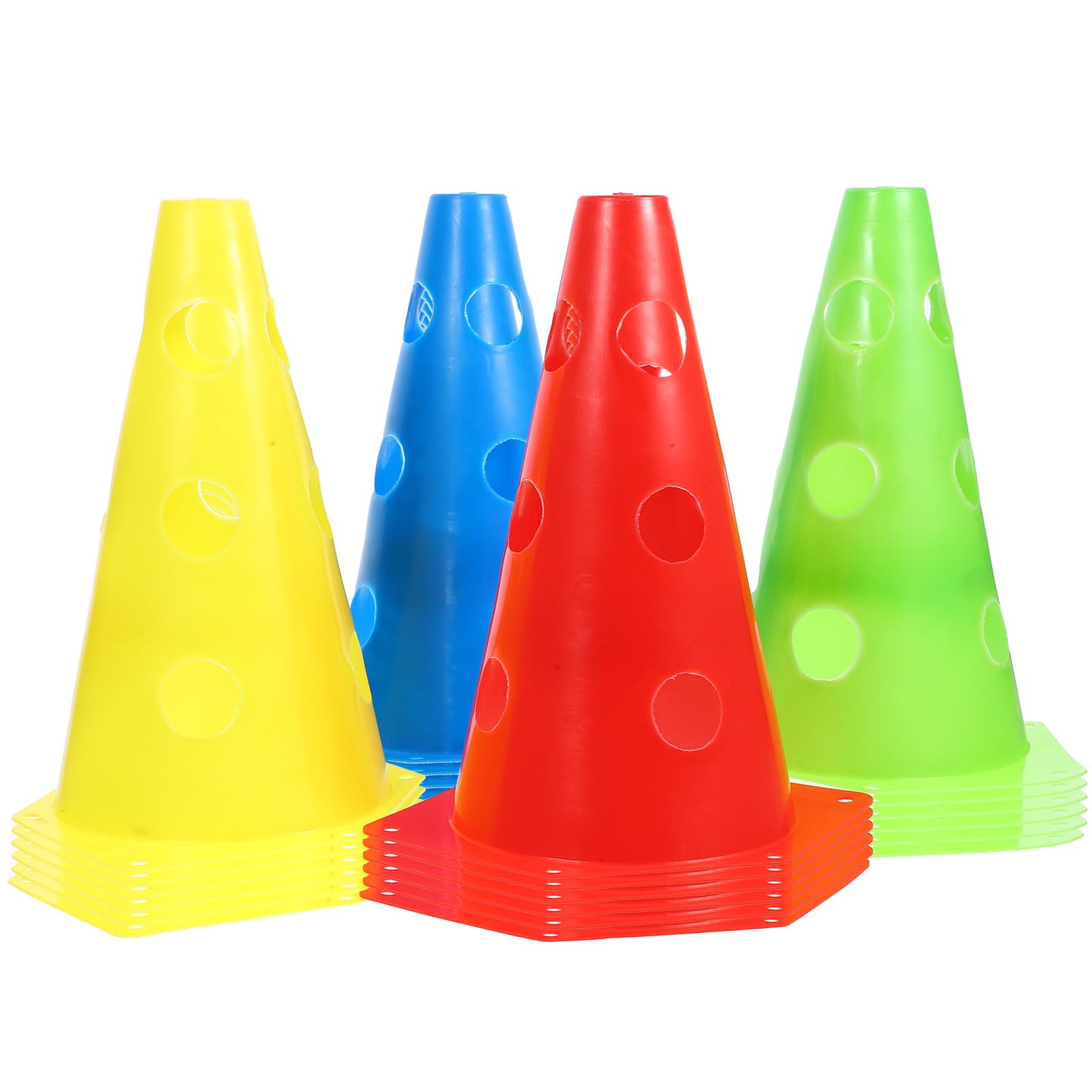 TOYANDONA 24 Piezas Conos de Entrenamiento de Fútbol de Plástico PE (6 Amarillos, 6 Rojos, 6 Azules, 6 Verdes) para Agilidad y Señalización en Campo Deportivo